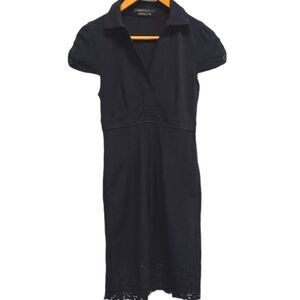 BCBGMAXAZRIA Cap Sleeve Pleated Black Dress XS